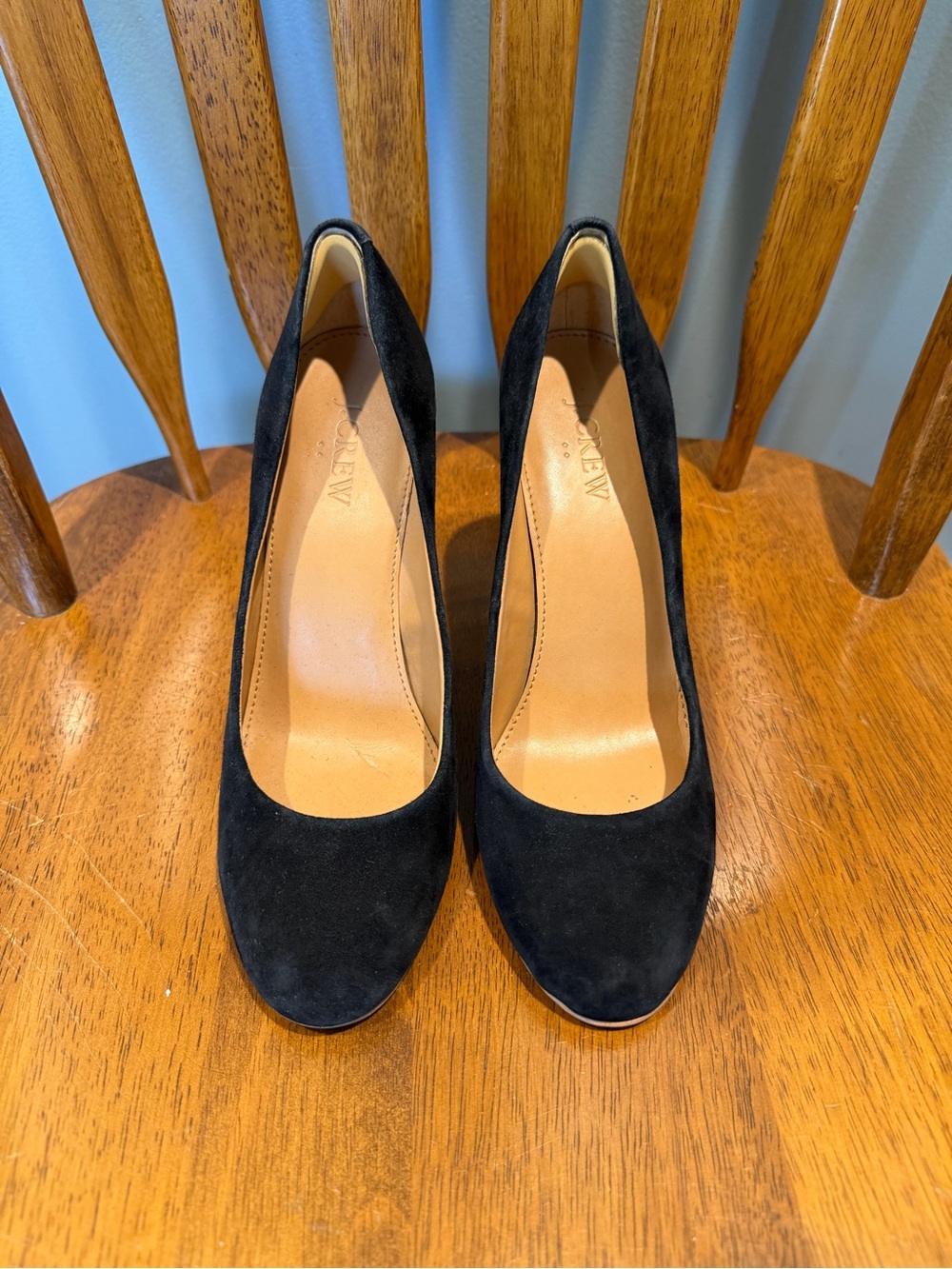 J. Crew Black Suede Round-Toe High Heels
